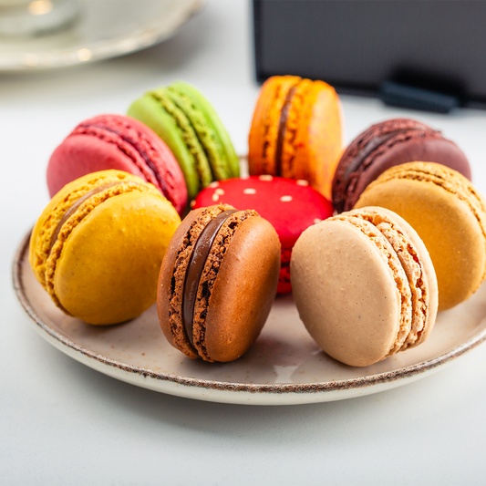 Assorted gluten free french macarons on a plate