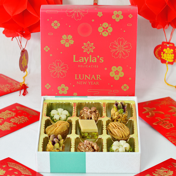 lunar new year gift money box with flowers
