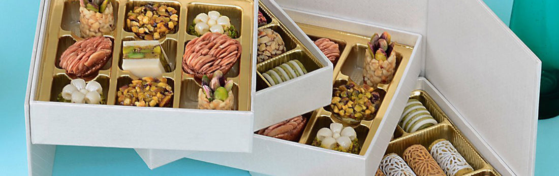 Gift Box contains an assortment of Tunisian sweets with a modern twist