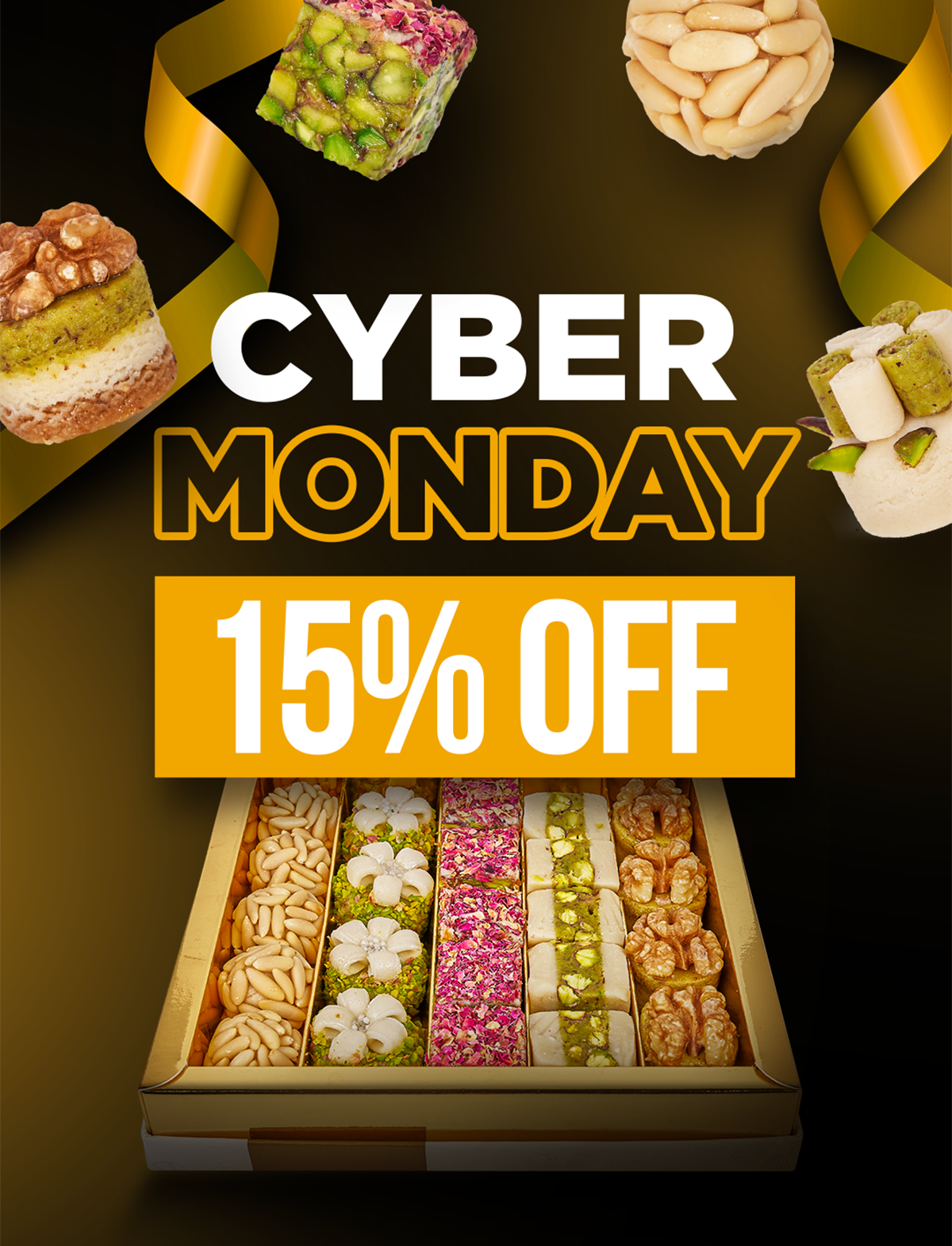 Promotional image for Layla's Delicacies the biggest sale of the year for Cyber Monday