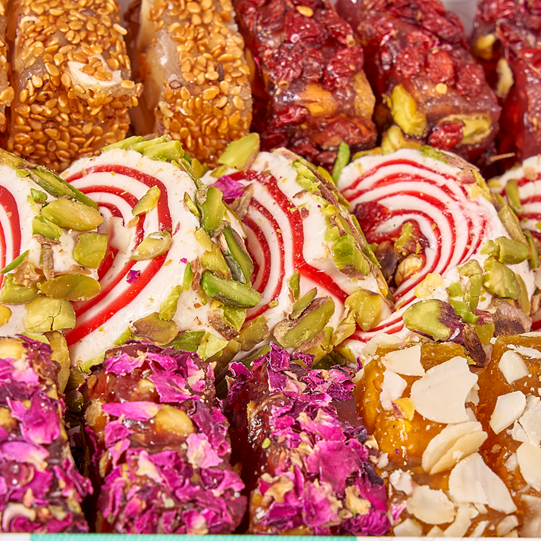 Close-up of vegan Lokum pieces from Diwali Lokum Special box